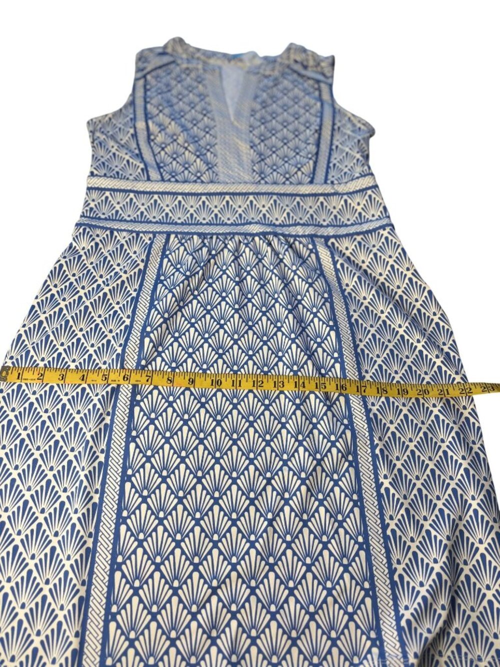 J. McLaughlin Blue & White Sleeveless Geometric Patterned Dress Size XL - Picture 11 of 14